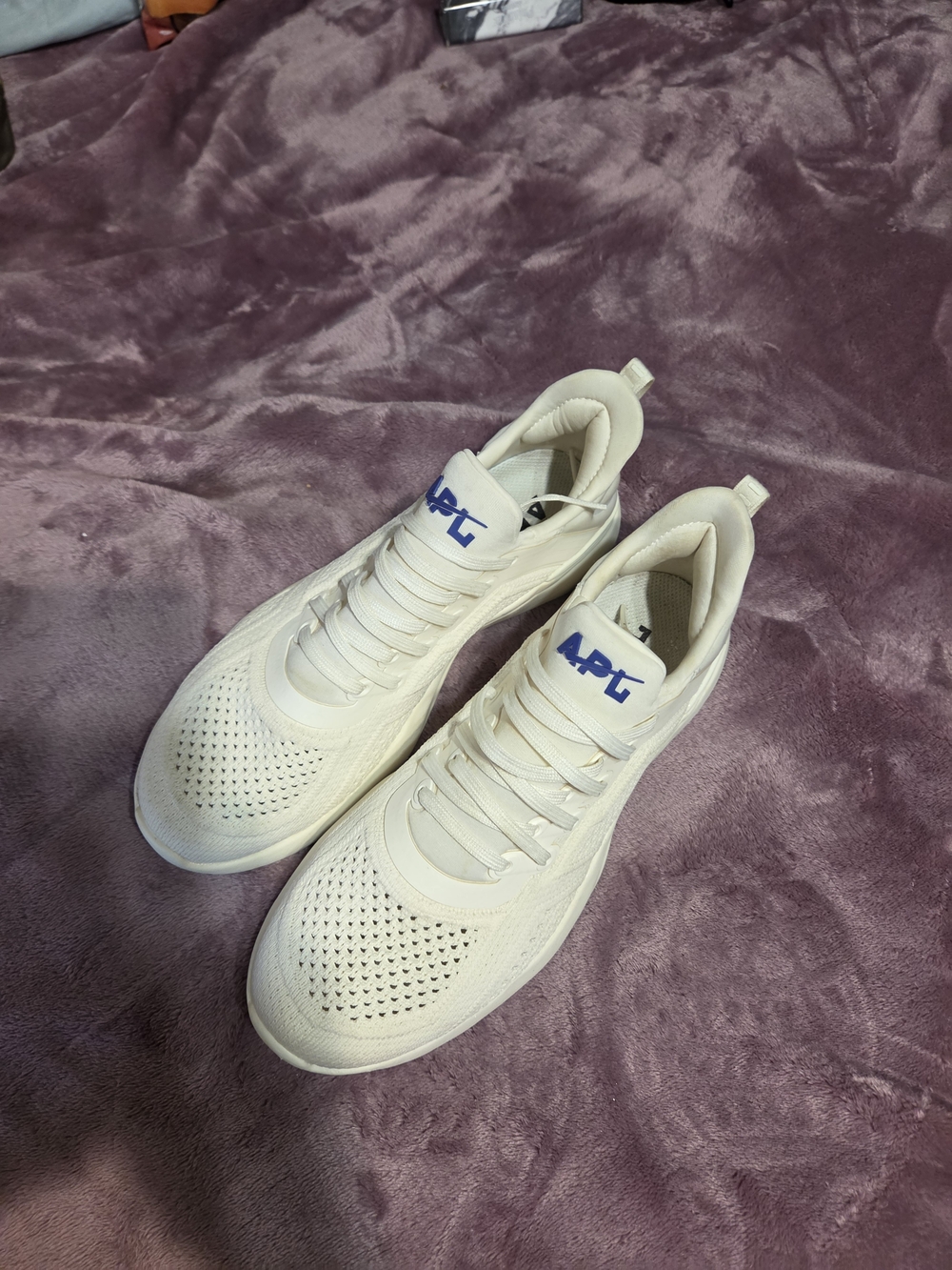 APL Women's Cream Athletic Sneakers with Blue Logo